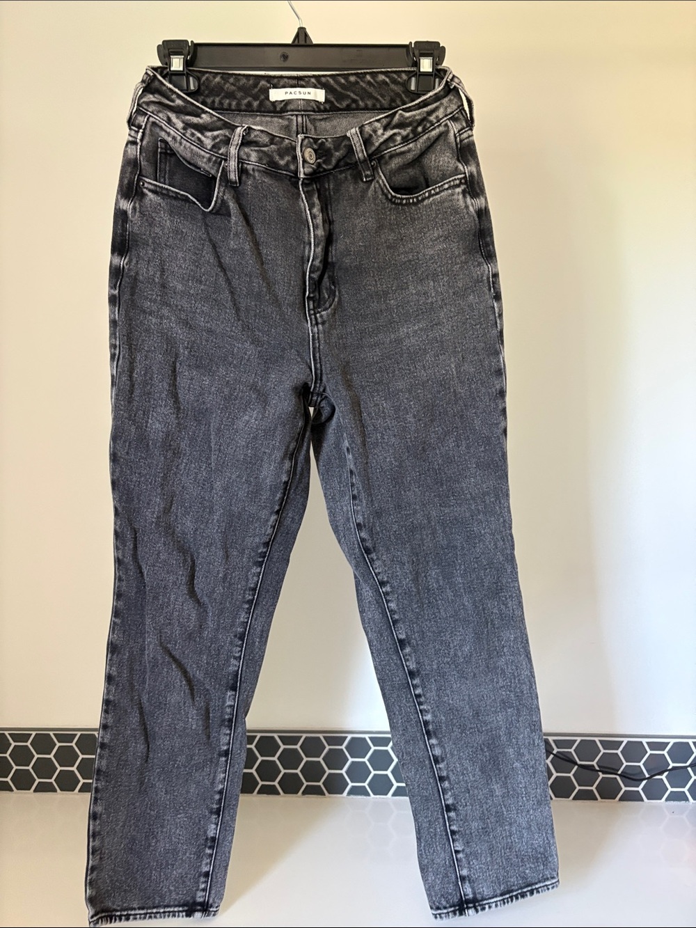 PacSun High-Rise Washed Black Mom Jeans